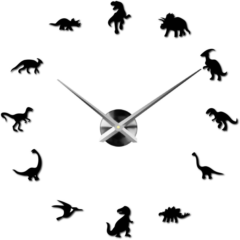 Große Dinosaurier-Spiegel-Wanduhr