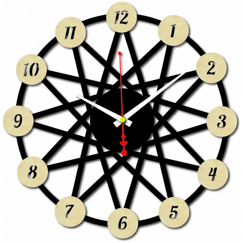 Wanduhr aus farbigem Sperrholz - Farbe des...