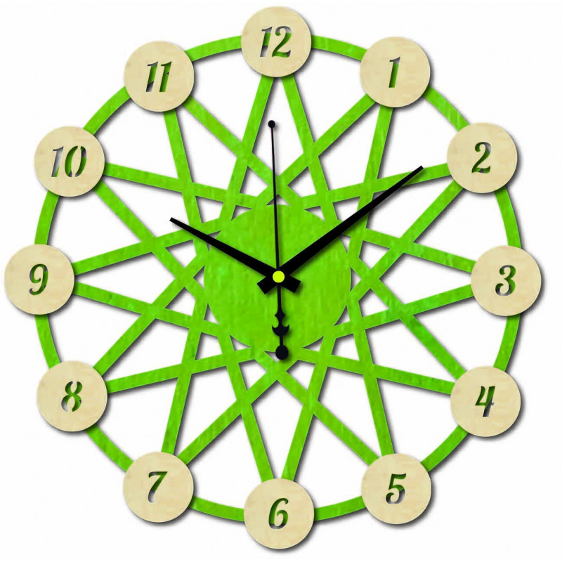 Wanduhr aus farbigem Sperrholz - Farbe des...