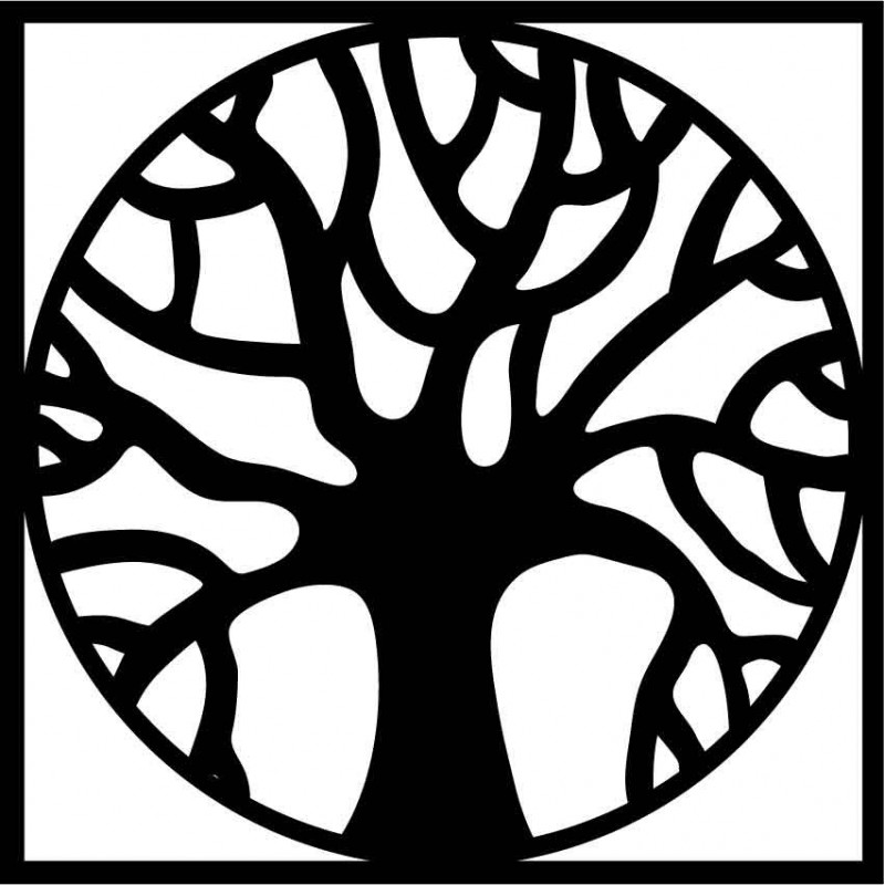 Wandbild aus Holz mit einem Baum im Kreis -...