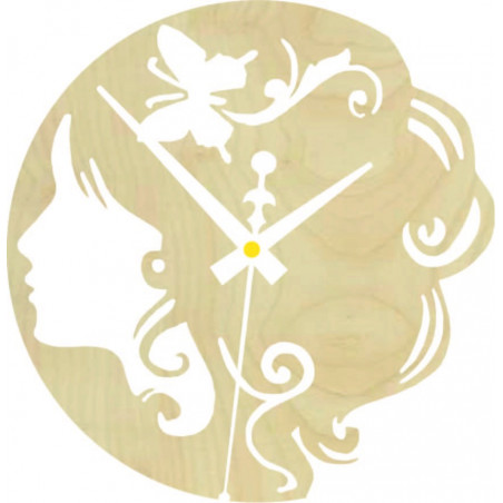 Holzuhr - Dame mit Schmetterling im Haar schwarz und farbig | SENTOP PR0399