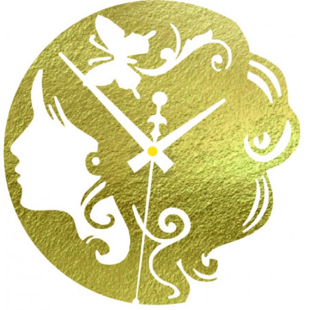 Holzuhr - Dame mit Schmetterling im Haar schwarz und farbig | SENTOP PR0399