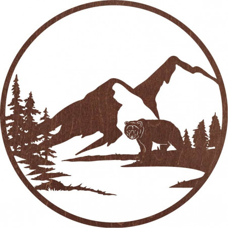 Hölzernes Wandbild einer Bärensilhouette - Natur - VIZZY