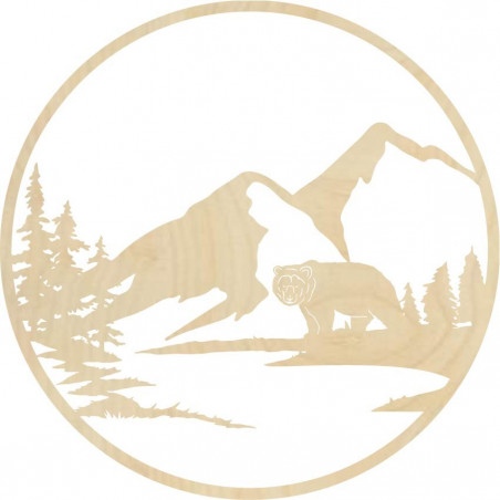 Hölzernes Wandbild einer Bärensilhouette - Natur - VIZZY