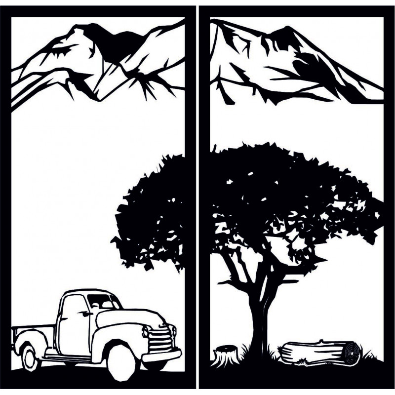 Geschnitztes zweiteiliges Wandbild Natur - BULISA