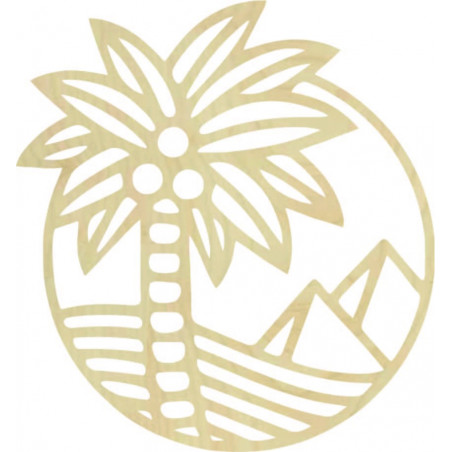 Wandbild aus Holz mit einer Palme am Strand - MALLAWI