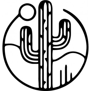 Hölzernes Wandbild eines Kaktus mit Sonne - MONK 2