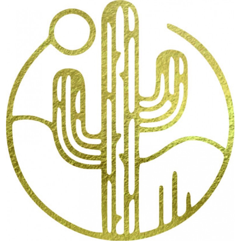 Hölzernes Wandbild eines Kaktus mit Sonne - MONK