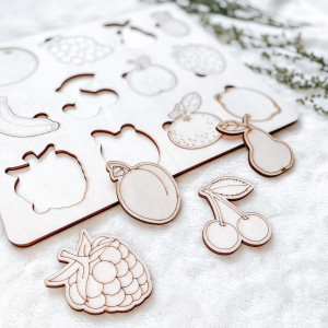 Holzeinsatz montessori für Kinder - OBST | SENTOP 2