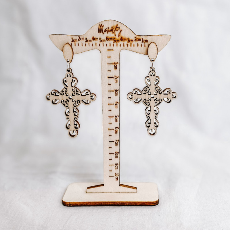 Natürlich Ohrhänger aus Holz CROSS - MONATY |...
