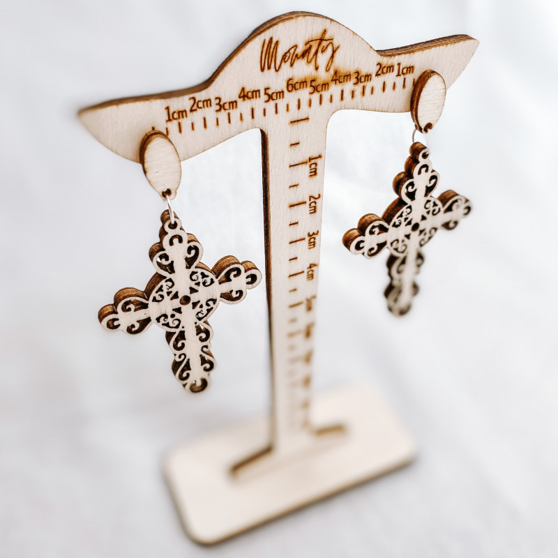 Natürlich Ohrhänger aus Holz CROSS - MONATY |...