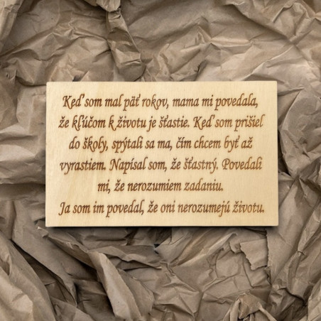 Holzschild mit dem Text - Der Schlüssel zum Leben | SENTOP