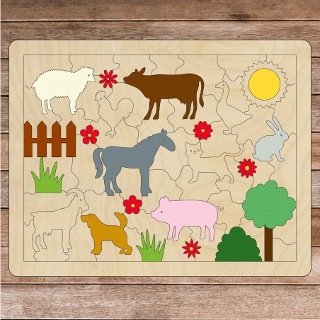 Montessori-Holz-Sinneshilfe - Nutztiere | SENTOP H018 Pappel