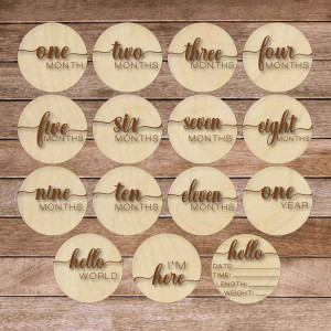 Meilensteinkarten aus Holz – erstes Jahr auf der Welt in... 2