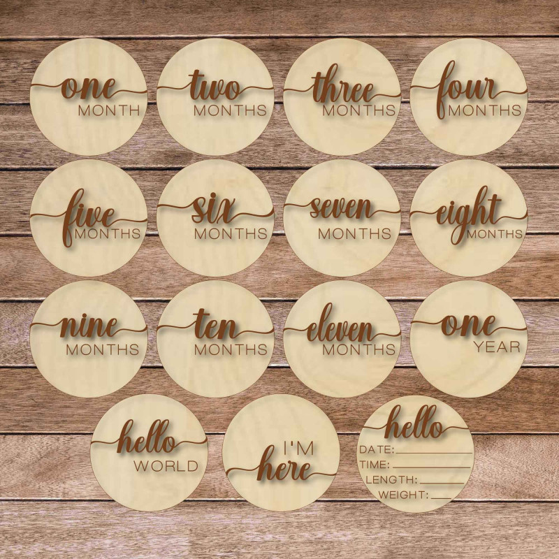 Meilensteinkarten aus Holz – erstes Jahr auf...