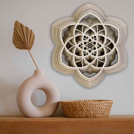 Holzmandala Harmonie aus mehreren Schichten bis 90 x 100 cm