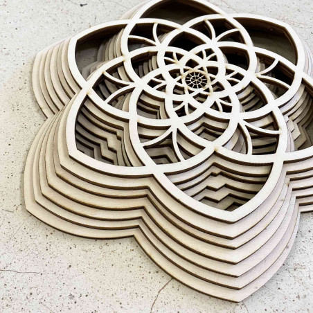 Holzmandala Harmonie aus mehreren Schichten bis 90 x 100 cm