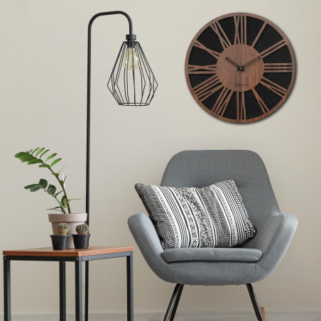 Wanduhr aus Holz römische Ziffern - Wenge Nuss