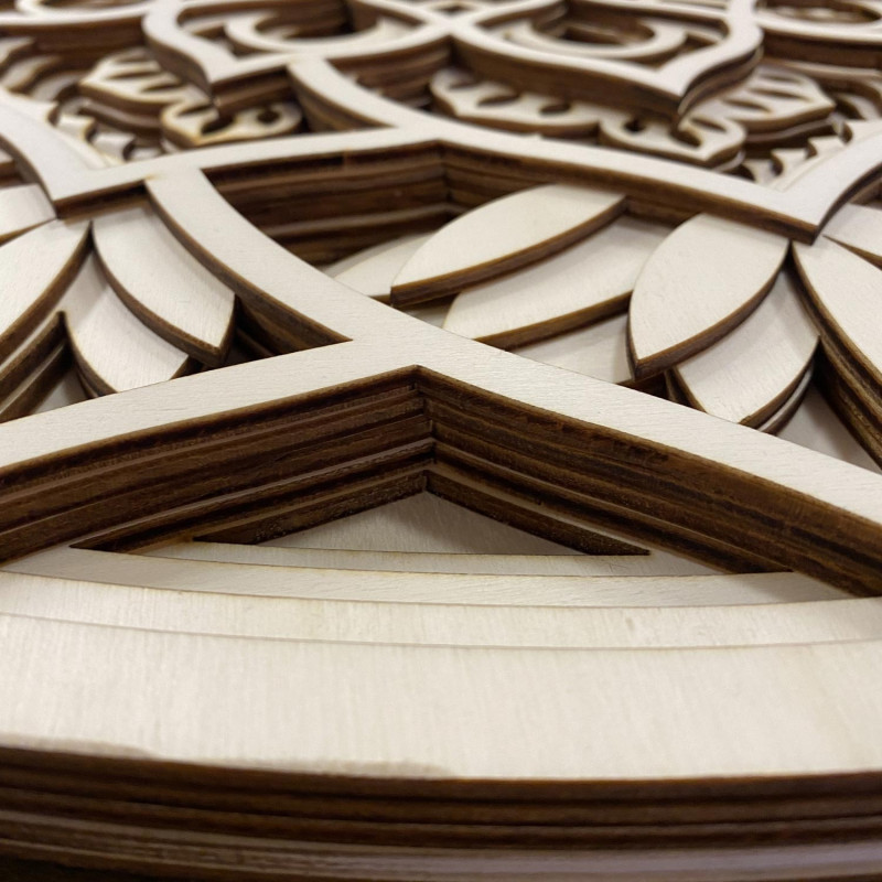 Großes 3D Holzwandbild I Mandala der Kommunikation