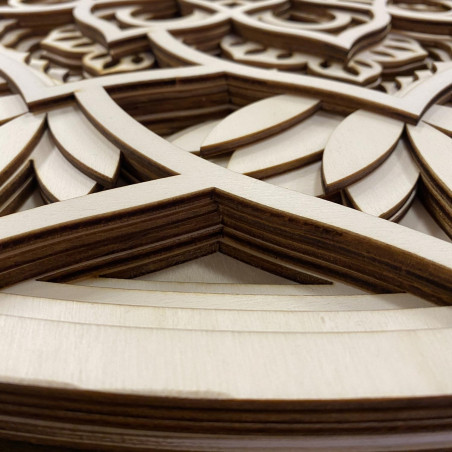 Großes 3D Holzwandbild I Mandala der Kommunikation