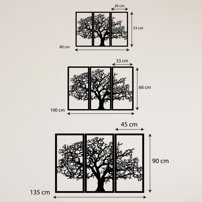 Wandkunst aus Holz, Baum des Lebens: 3er-Set