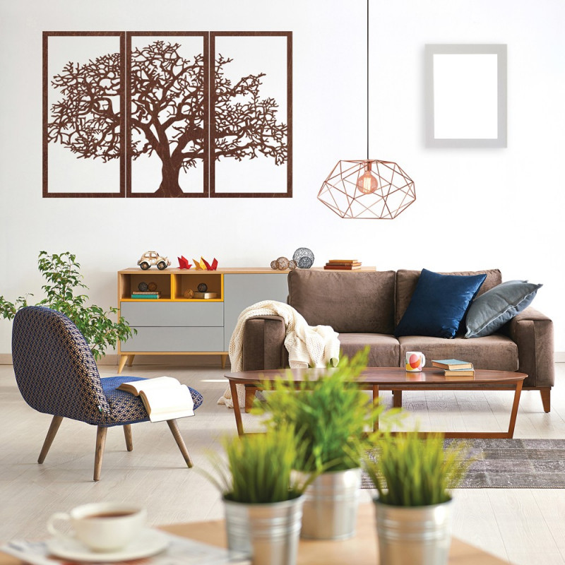 Wandkunst aus Holz, Baum des Lebens: 3er-Set