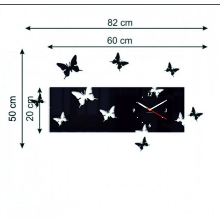 Größe der Wanduhr X-momo. Desing Wanduhr aus PMMA Größe der Wanduhr X-momo. Desing Wanduhr aus PMMA