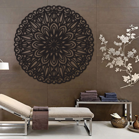 Geschnitztes Mandamandala aus Holz für die Wand Blume der Zeit | SENTOP Geschnitztes Mandamandala aus Holz für die Wand Blume der Zeit | SENTOP