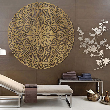 Geschnitztes Mandamandala aus Holz für die Wand - Blume der Zeit Geschnitztes Mandamandala aus Holz für die Wand - Blume der Zeit