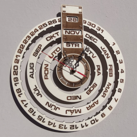 Wanduhr mit Gravur, Holzkalender - JOGBELII