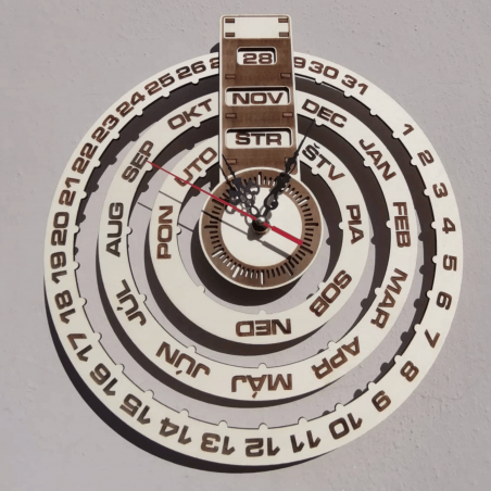 Wanduhr mit Gravur, Holzkalender - JOGBELII