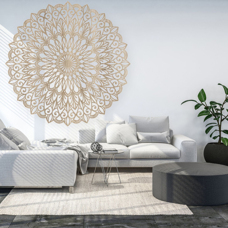 Holzbild. Die Blume des Lebens ist ein Symbol, das Harmonie darstellt.