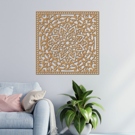 Holzbild Quadrat orientalisches Mandala - KVIDO