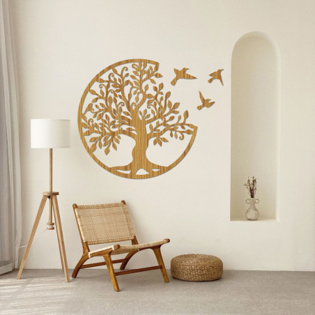 Lebensbaum-Gemälde mit fliegenden Vögeln - HOVOJT