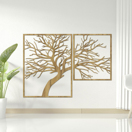 Holzbild eines Baumes mit geschnitzten Zweigen - Dunak Holzbild eines Baumes mit geschnitzten Zweigen - Dunak