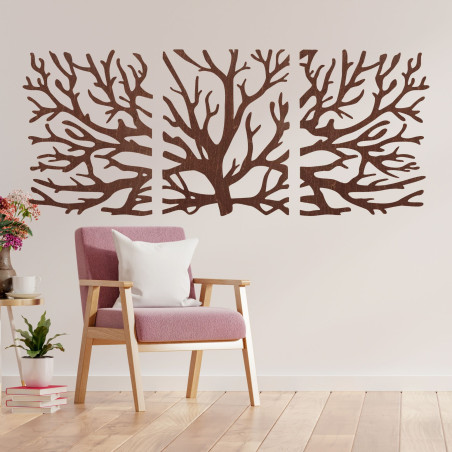 Dreiteiliges Gemälde eines Baumes mit Silhouette von Ästen - HARVIS