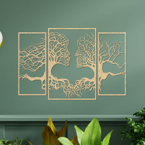 Pompöse Wandmalerei mit Gesichtern und Bäumen, Moderne Wandmalerei, Malerei für Wohnzimmer 2