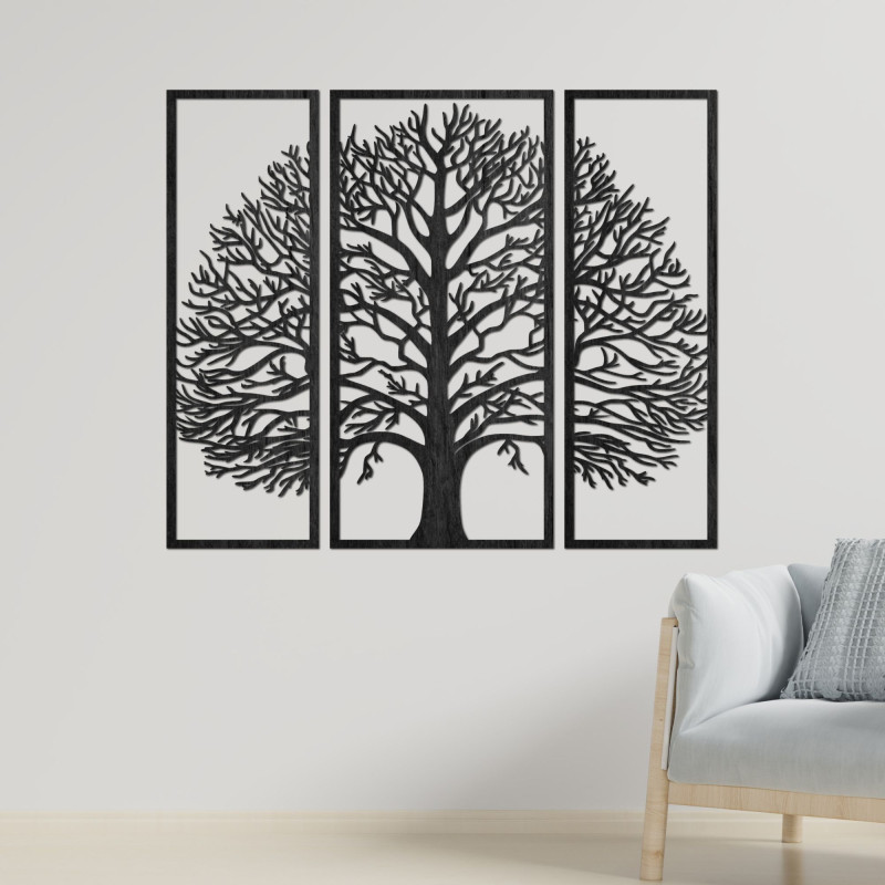 Dreiteilige Wanddekoration Baum des Lebens aus Holz - TRIUM