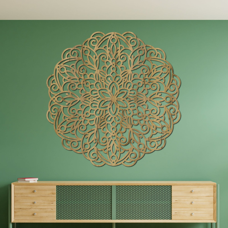 Großes Holzmandala, Wandbild - MELLANY