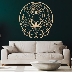 Künstlerische Holzdekoration Mandala Blume und Sonne - FLORISOLUS 2