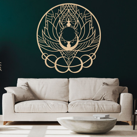 Künstlerische Holzdekoration Mandala Blume und Sonne - FLORISOLUS