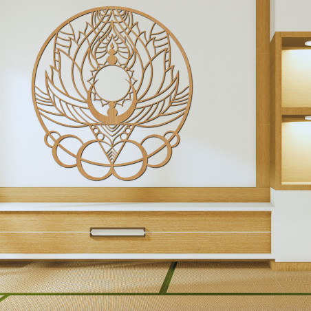 Künstlerische Holzdekoration Mandala Blume und Sonne - FLORISOLUS