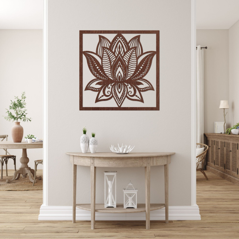 Mandala-Lotusblume Wandgestaltung quadratisch - ALAKSTRA