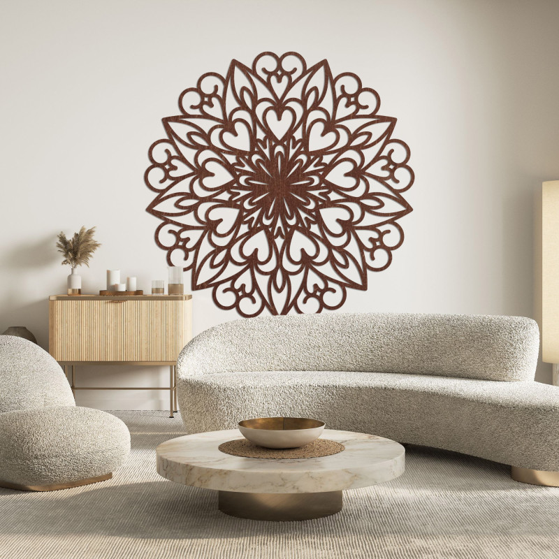 Geschnitztes Mandala, Wanddekoration aus Holz - FARLIKT