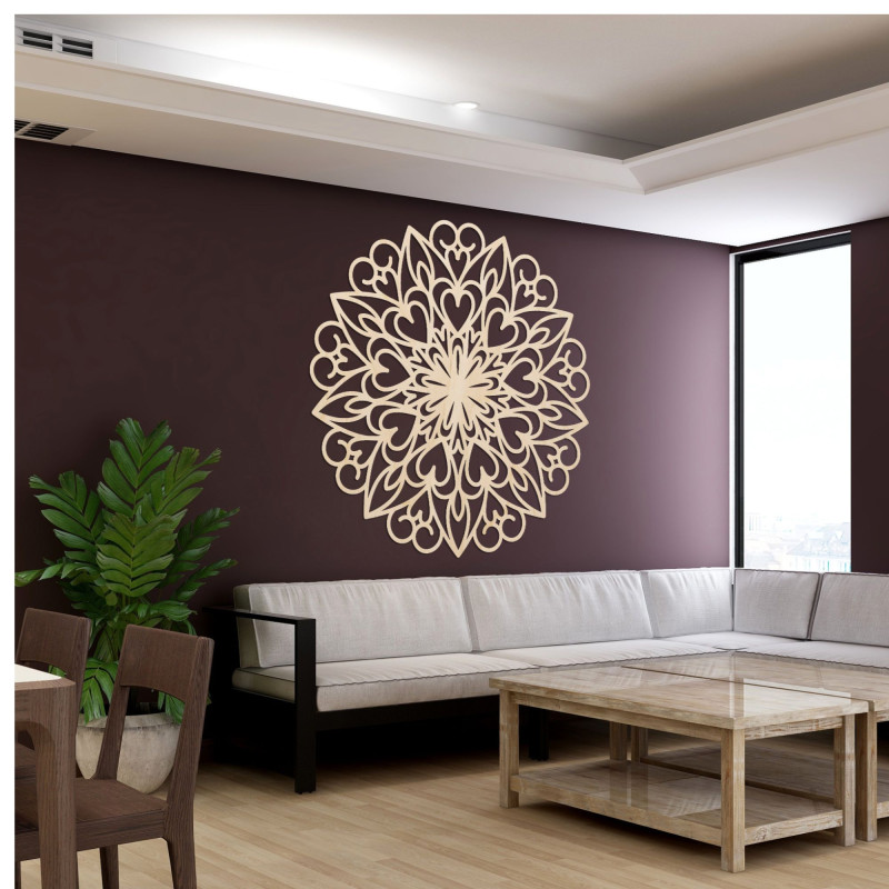 Geschnitztes Mandala, Wanddekoration aus Holz - FARLIKT