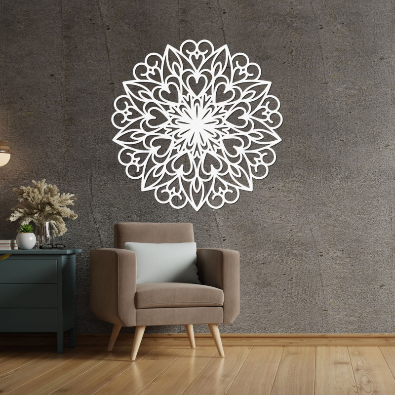 Geschnitztes Mandala, Wanddekoration aus Holz - FARLIKT
