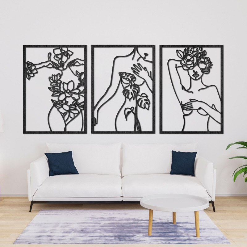 Modernes dreiteiliges Set für Frauen mit Blumenmalerei - ELEGANCE