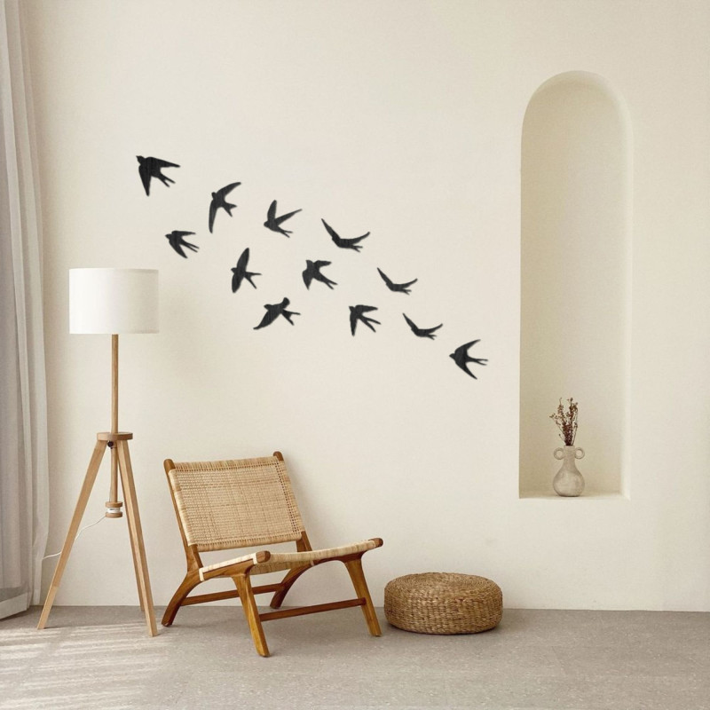 Wanddekoration aus Holz fliegende Vögel - FLOCK