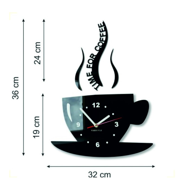 Abmessungen der X-momo Wanduhr. Design-Wanduhr aus PMMA