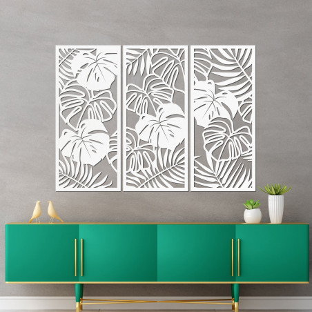 Dreiteiliges Wandbild mit Monstera-Blatt - TROPICI